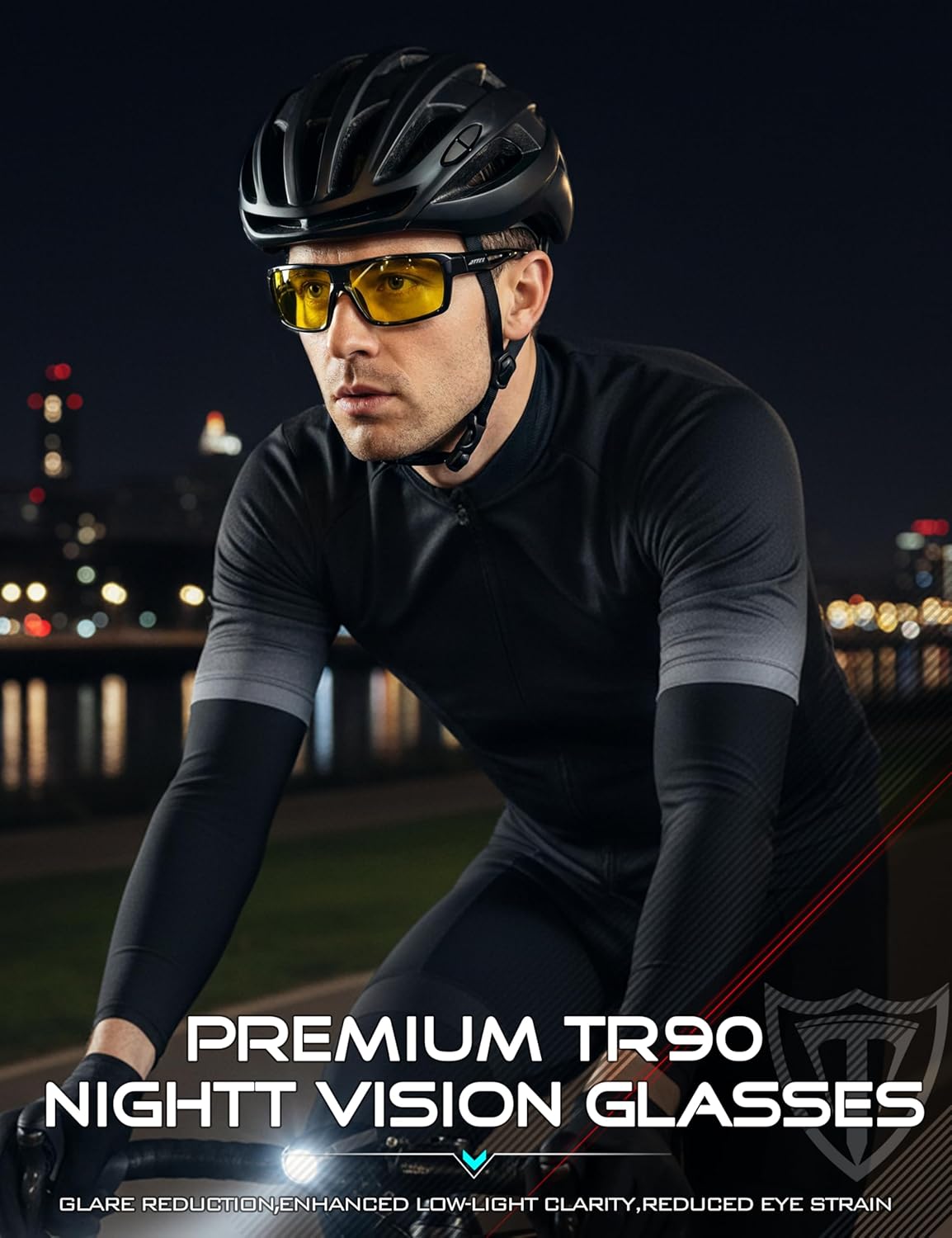 ATTCL Night Driving Glasses with Polarized Sunglasses Men Sports: UV Protection Lightweight TR90 Frame Anti-Slip Wrap-Around J2021 Yellow - Image 3