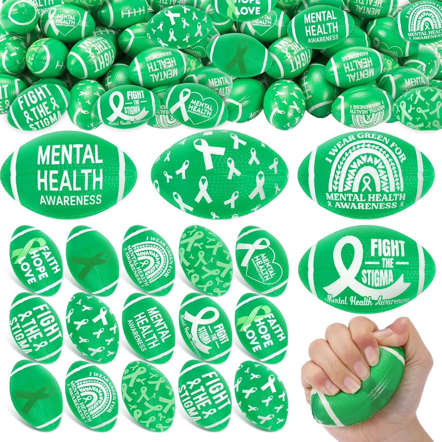 Meooeck 108 Pcs St. Patrick's Day Stress Ball Bulk Irish Shamrock Mini Foam Football Green Stress Relief Ball Gifts for Saint Patrick's Day Party Favors Stuffer Filler