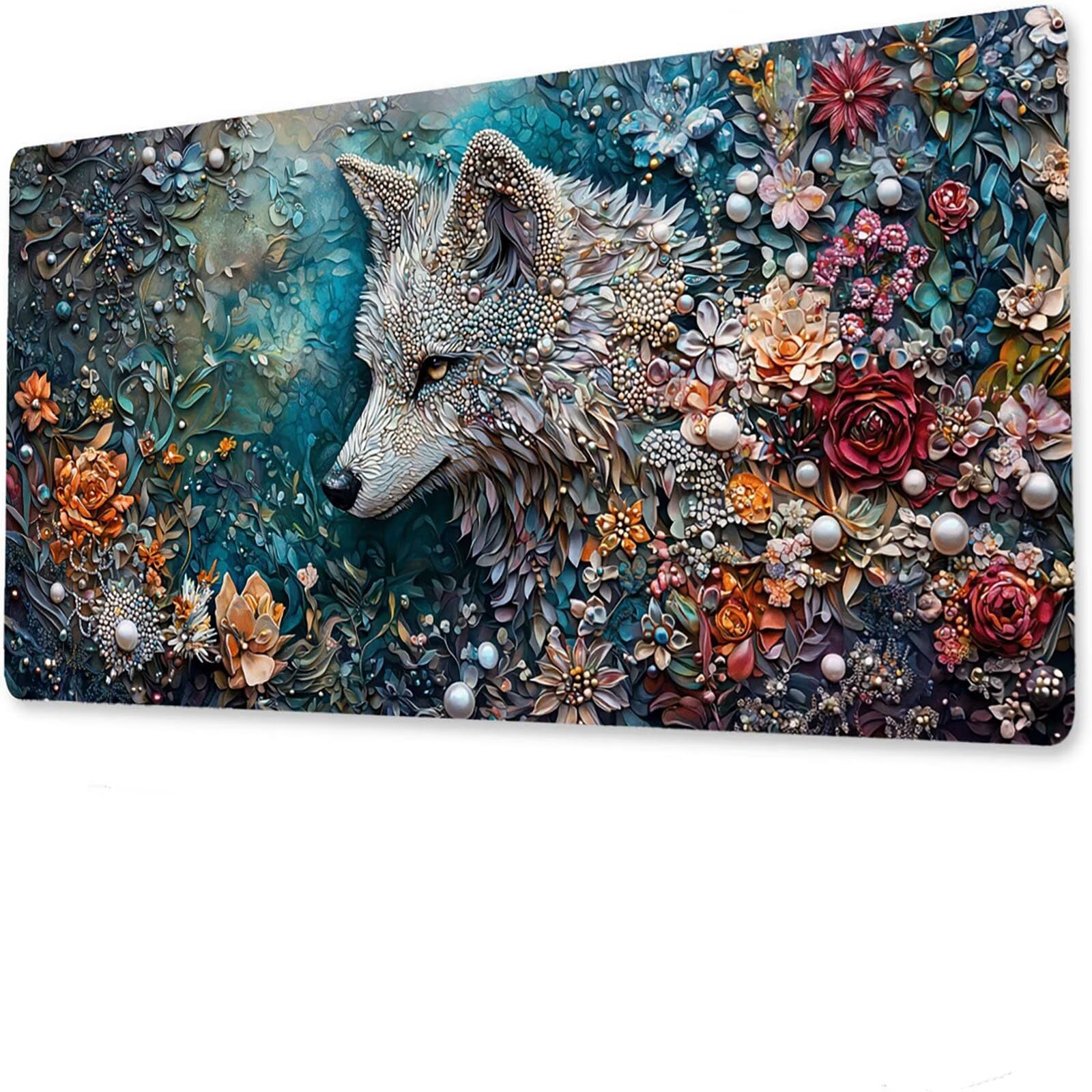 Podkładka pod mysz wilk matowa, podkładka pod mysz do gier XXL 1200 x 600 x 5 mm, podkładka na biurko dla graczy, bardzo duża bezszwowa mata na stół dla graczy, antypoślizgowa podstawa, wodoodporna