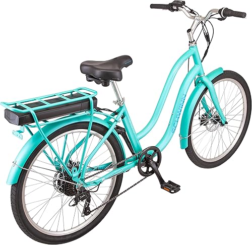 Miniatura 8 de Schwinn Mendocino Mens and Womens Hybrid Electric Beach Cruiser Bike Lightweight Aluminum eBike Frame 26-Inch Wheels Pedal Assist 6 Speed Drivetrain