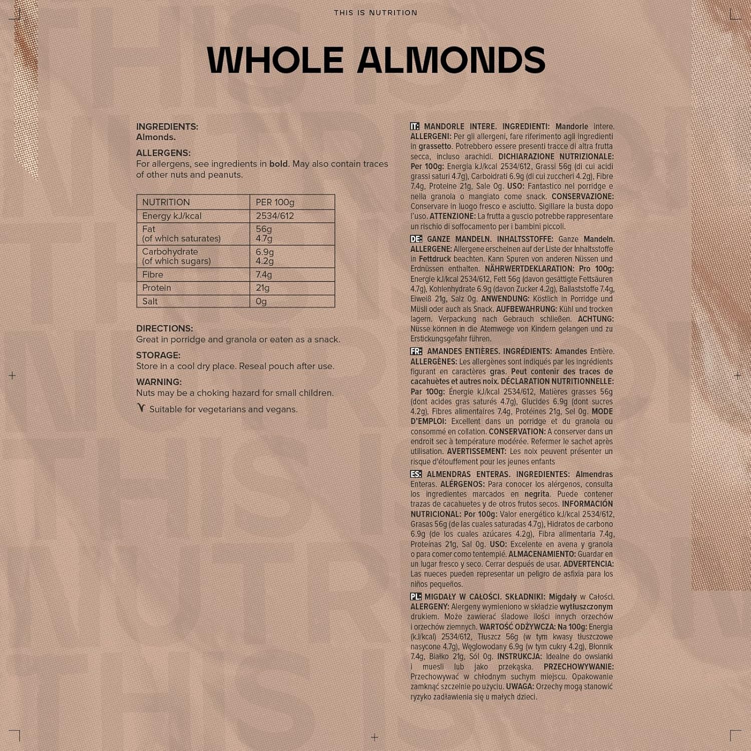 Bulk Whole Almonds, 500 g, Packaging May Vary