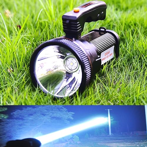 ODEAR Super Bright Torch Searchlight Handheld Portable LED Spotlight USB Rechargeable Flashlight for Mining,Camping, Hiking, Fishing