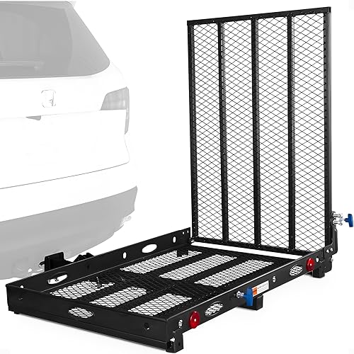 Silver Spring Steel Mobility Scooter & Wheelchair Carrier w/ 42-Inch Folding Ramp – 500 Pound Capacity Hitch Mount for Class III or IV 2-Inch Receiver