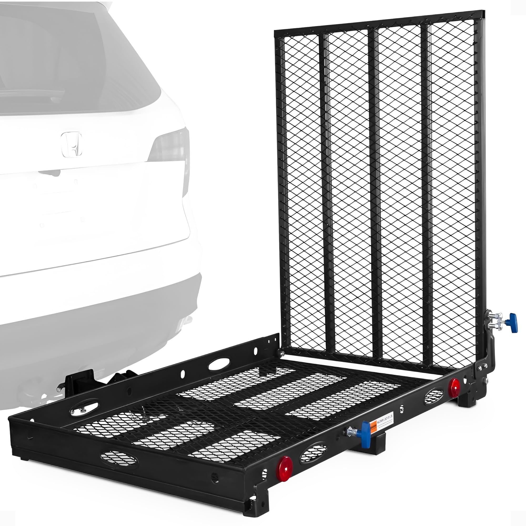 Silver Spring Folding Steel Scooter Carrier w/ 42" Ramp, Hitch Mount, 48" x 27.75", Black - Heavy-Duty and Foldable Mobility Carrier for Scooter Vehicles and Wheelchairs
