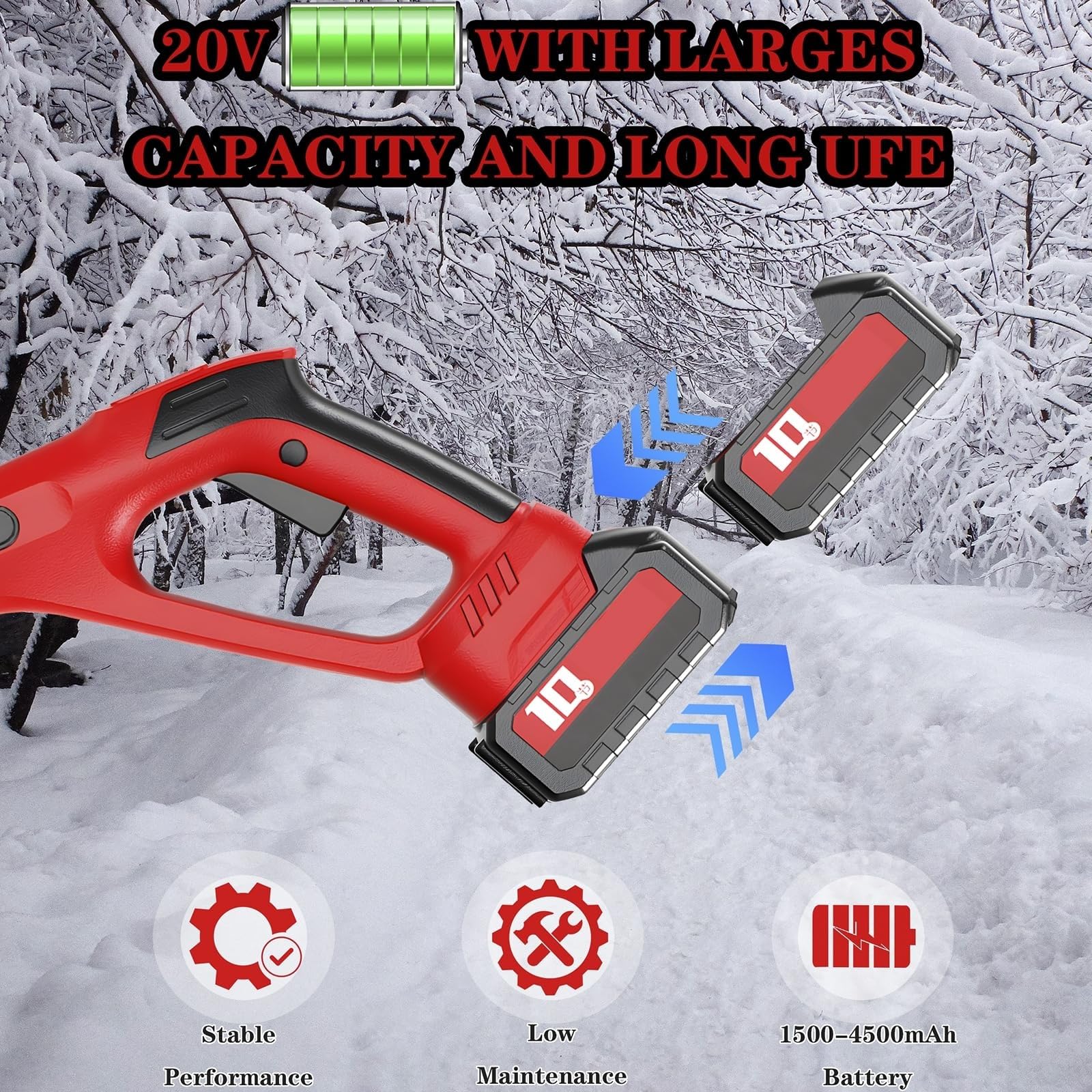 Pala Da Neve A Batteria Da 20 V, Spazzaneve Elettrico A Batteria Da 12 Pollici Con Impugnatura Anteriore Regolabile E Asta Telescopica, Spazzaneve Professionale Con 2 Batterie E Caricabatterie Rapido(