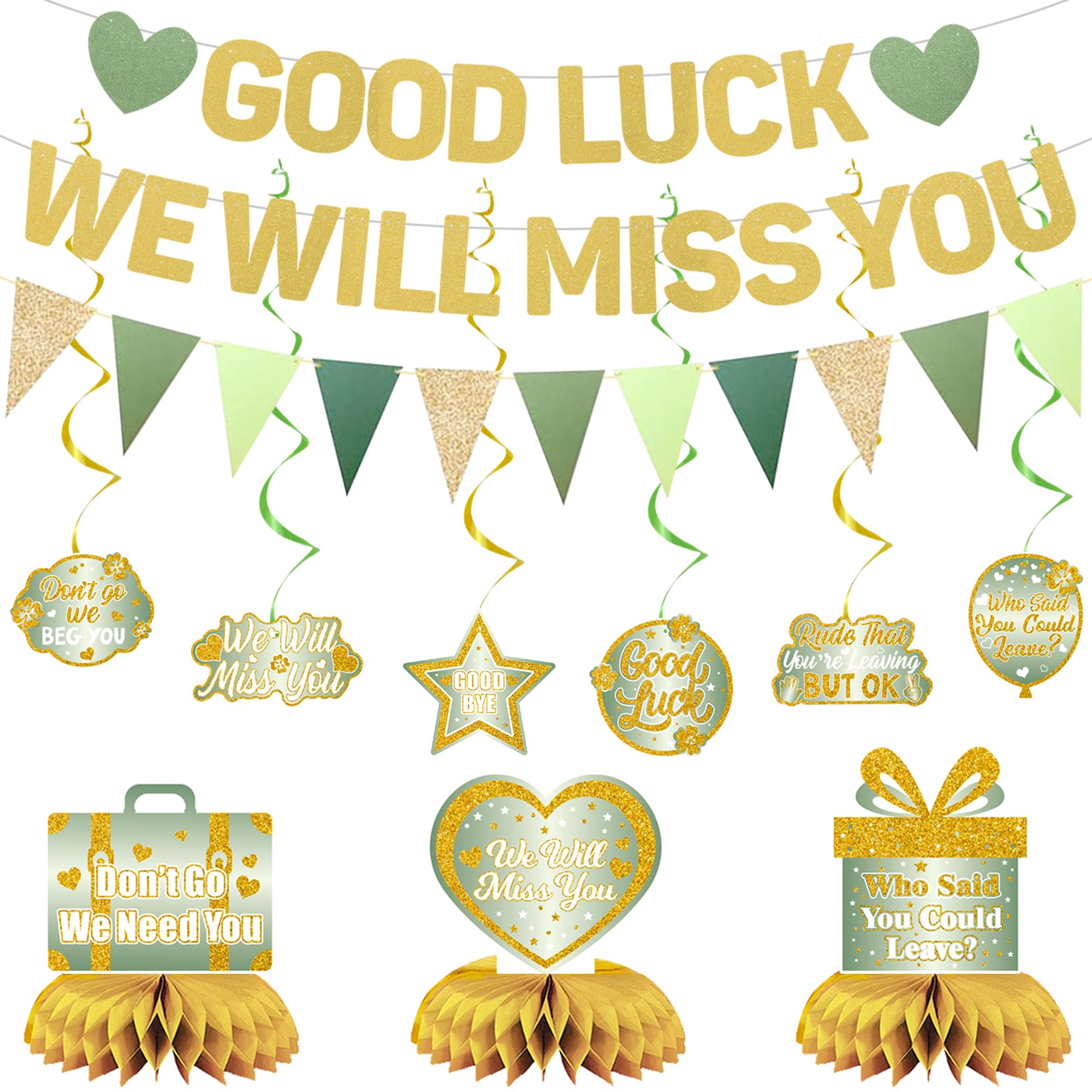 Roetyce Green Farewell Party Decorations, Good Luck We Will Miss You Banner