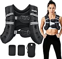 PACEARTH Adjustable Weighted Vest 6-30lbs with Reflective Strips, Padded Shoulders & Phone Pouch for Running, Walking, Strength Training Women Men