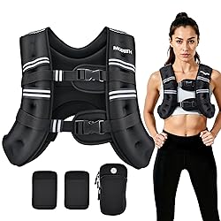 PACEARTH Weighted Vest,6lb/8lb/10lb/12lb/16lb/20lb/25lb/30lb Weight Vest with Reflective Stripe, Body Weight Vests for Women, Men, Weight Loss Workout, Strength Training, Running, Walking, Jogging