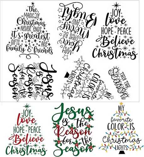 Arbuya Sellos transparentes para árbol de Navidad para hacer tarjetas de Navidad o diario, sellos de goma para tarjetas, álbumes de recortes,