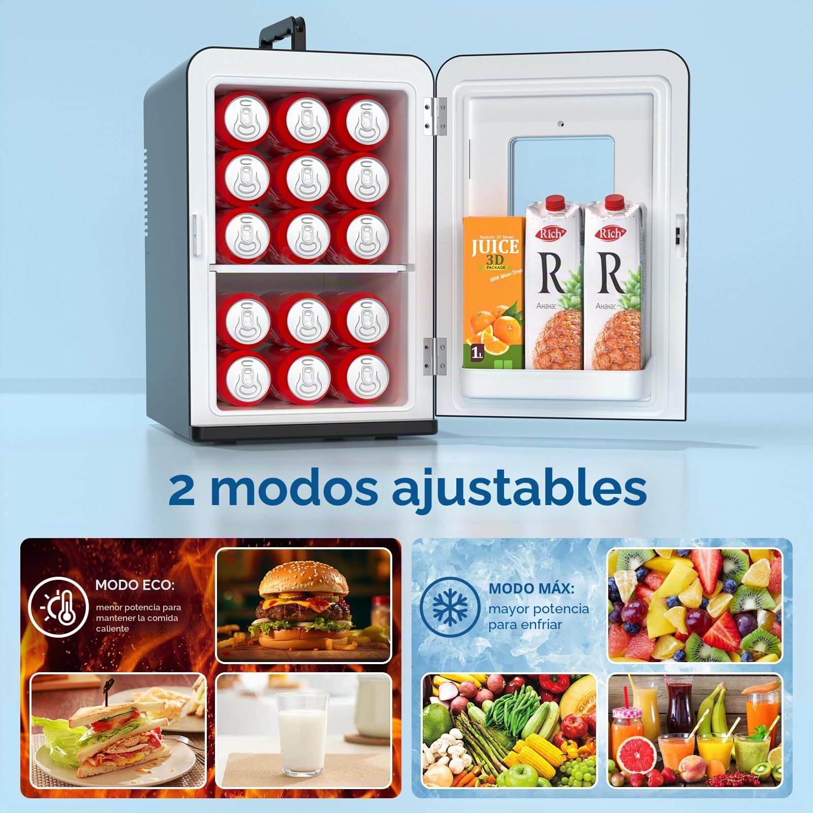 Mini nevera de 15 litros, pequeño refrigerador termoeléctrico para casa, oficina, camping y coche