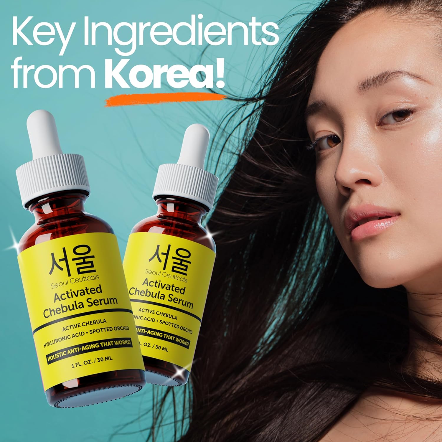 SeoulCeuticals Chebula Active Serum for Face - Korean Skin Care Anti Aging Natural K Beauty Skincare With Hyaluronic Acid + Spotted Orchid for Healthy, Youthful Glowing Skin 1oz - Image 8