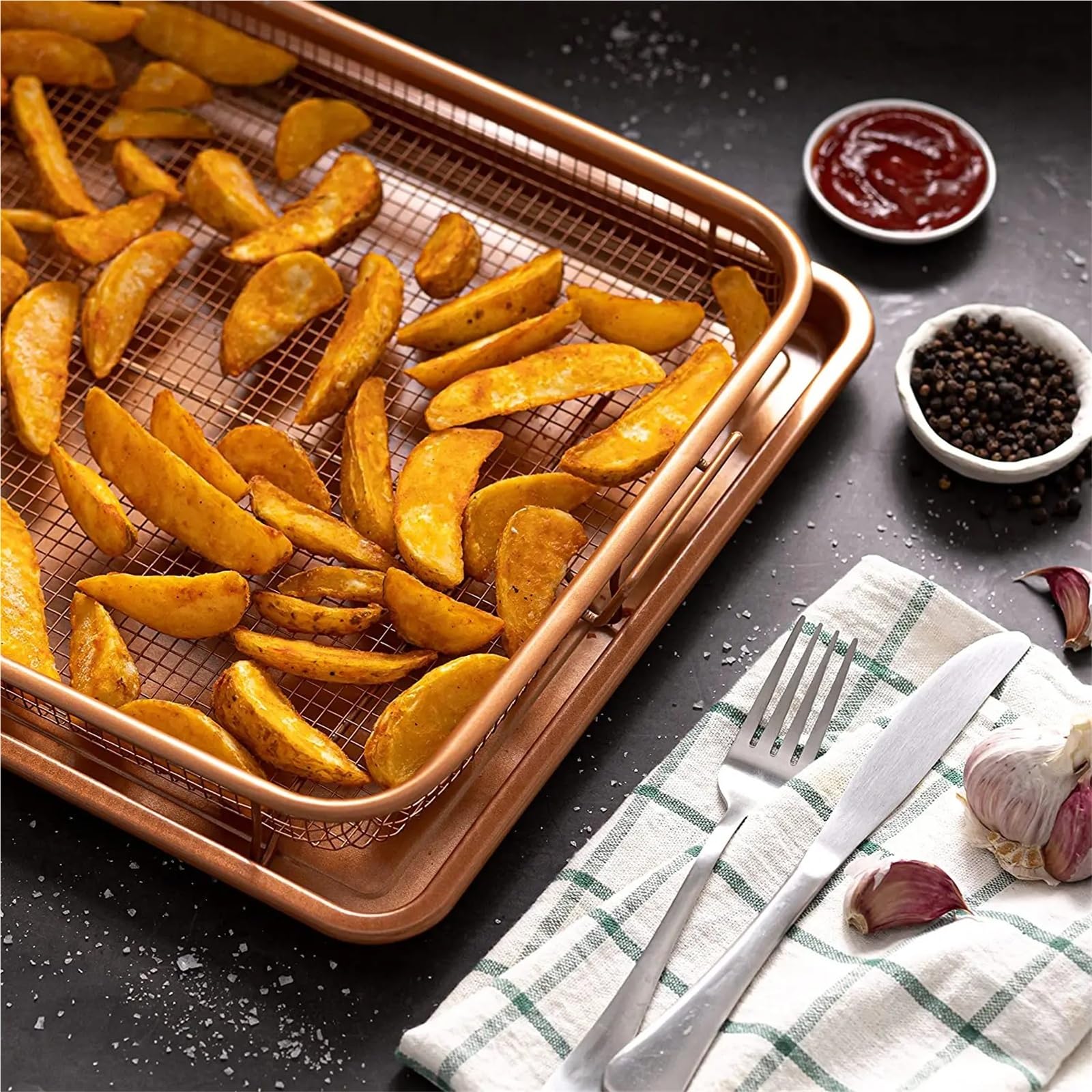 Bandeja antiadherente de cobre for hornear y freír