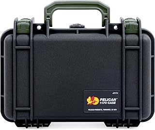 Pelican Protector 1170 Case by ColorCase - Black - Small Size Waterproof Case with Pick & Pluck Foam & Convoluted Lid Foam - OD Green Handles & Latches