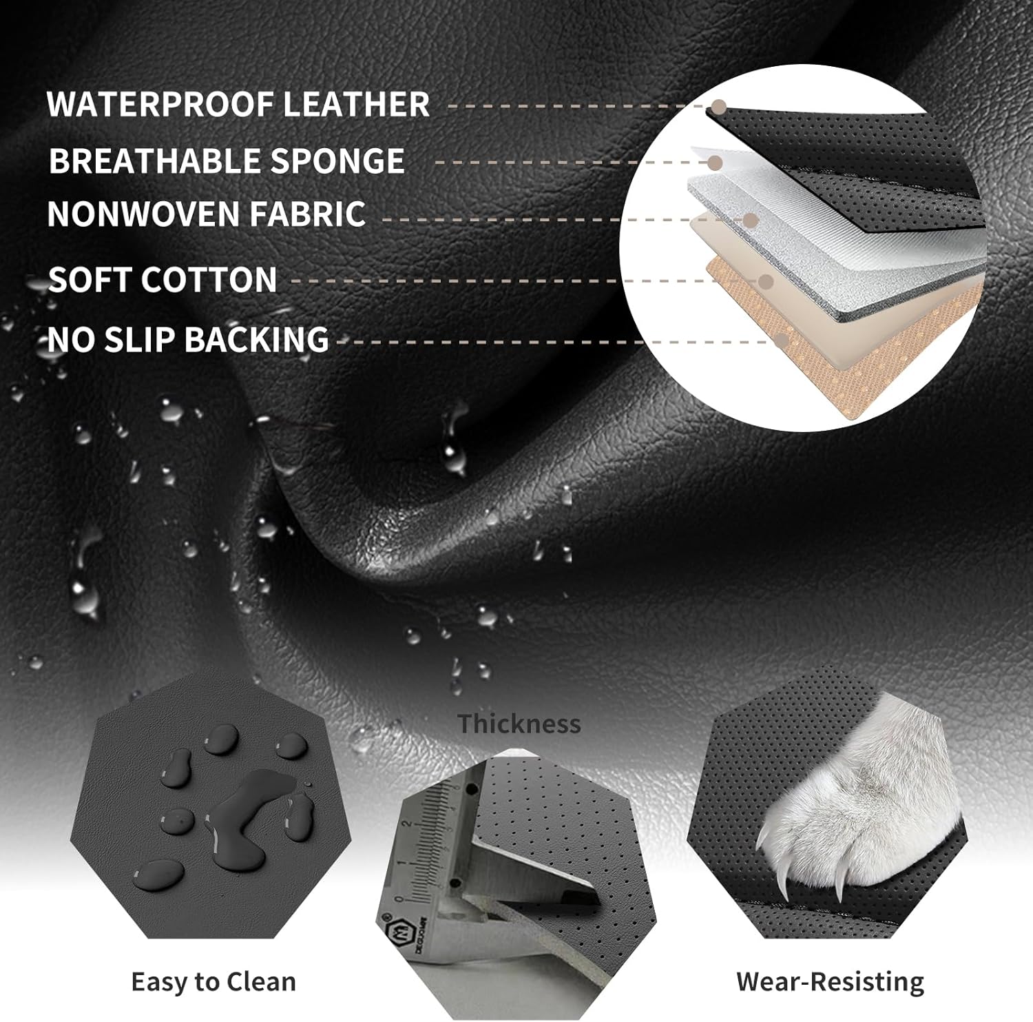 Car Seat Covers Full Set Custom Fit for Toyota 4Runner 1996-2026, Luxury Faux Leather with Waterproof, Breathable, Anti-Slip, Durable, Easy to Install (Black,Full Set)