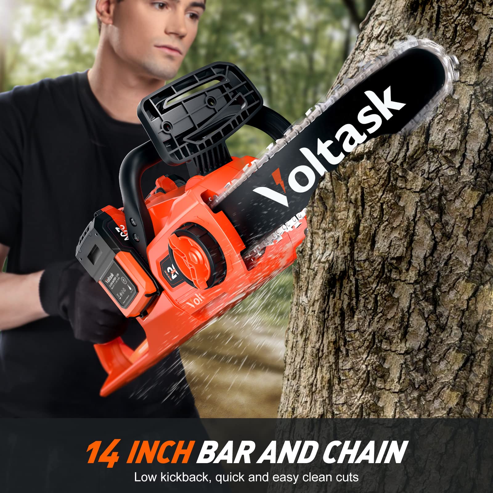 Voltask Cordless Chainsaw, 40V 14Inch Brushless Electric Chainsaw with