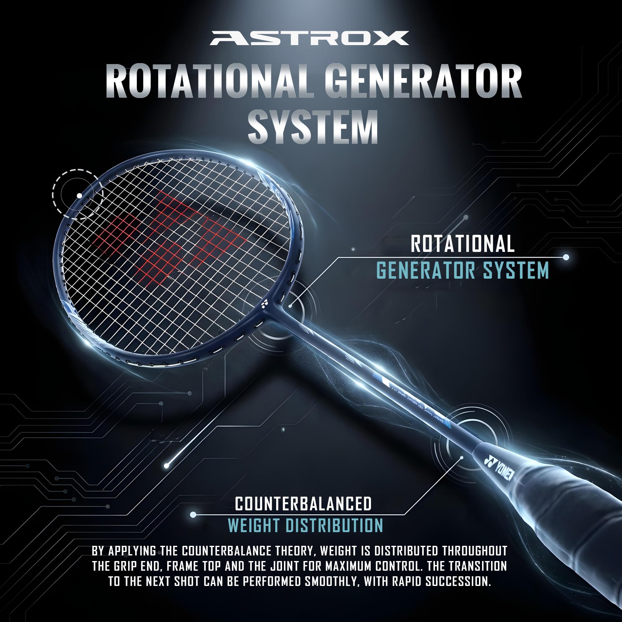 YONEX Racchetta da badminton in grafite serie Astrox Lite (G4, 77 grammi, tensione da 30 libbre)