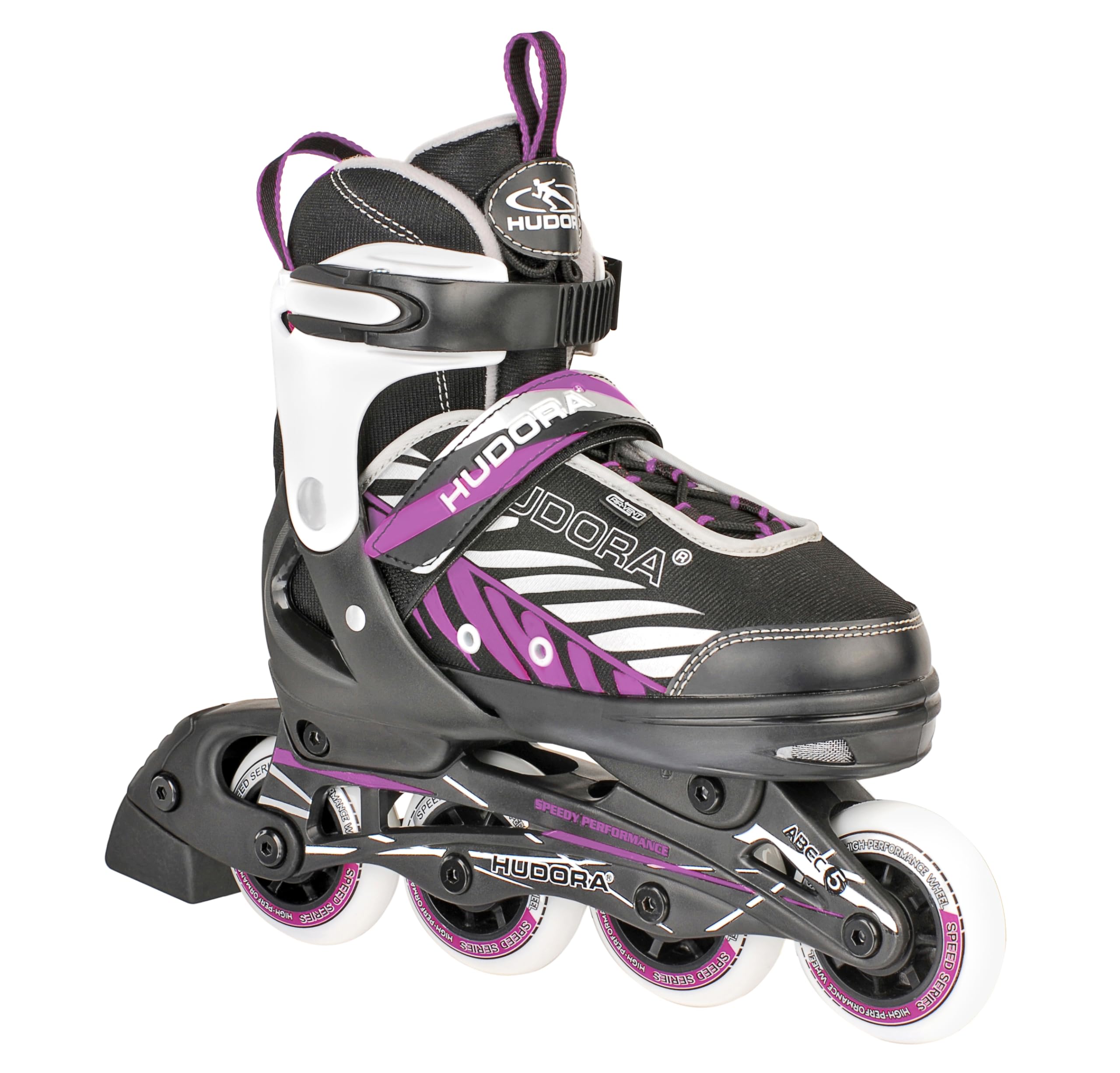 HUDORA Patines de ruedas Mia negro/morado - Patines para niños / adolescentes y adultos - tallas 33-36 - ajustables en 4 tallas - cómodos y elegantes