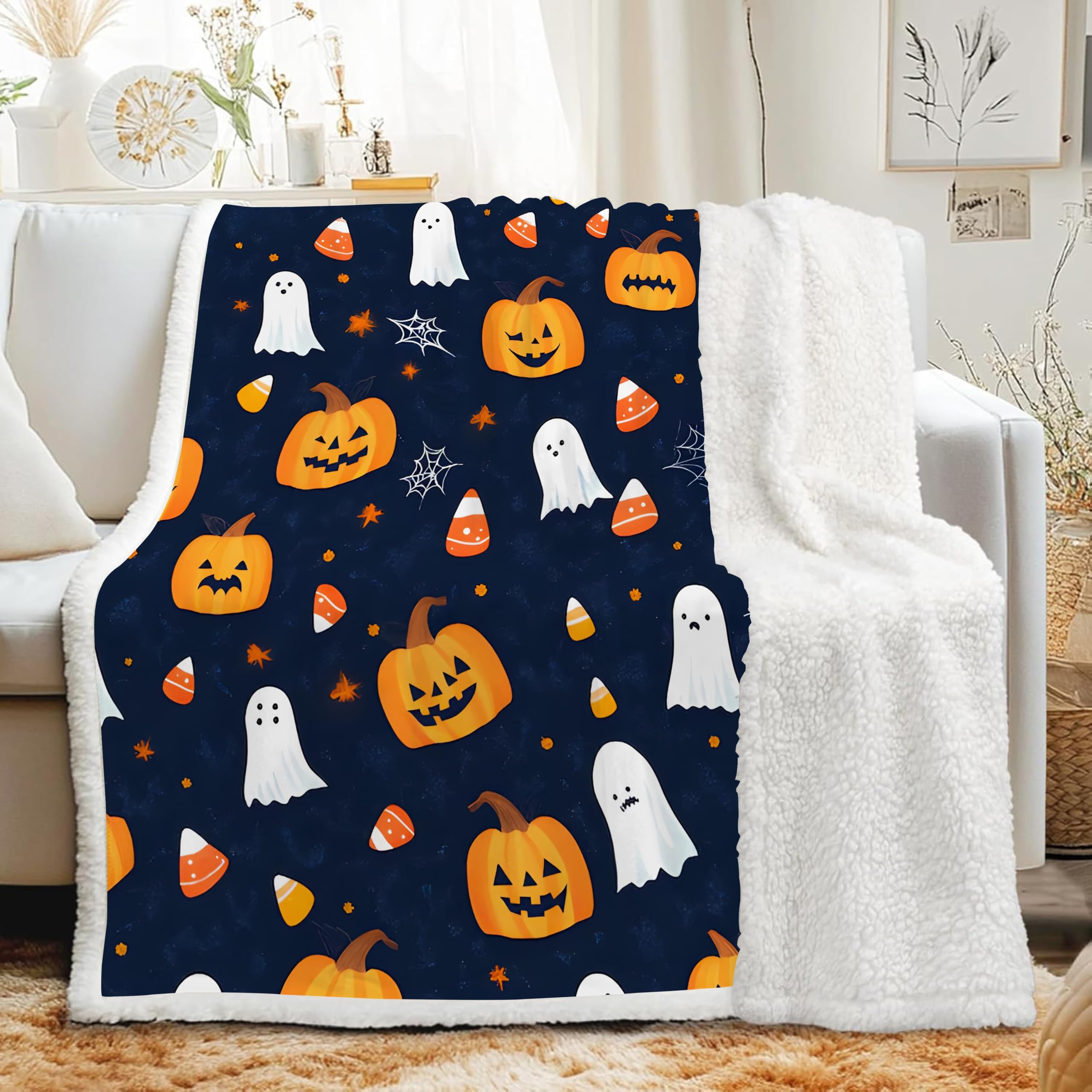 Plaid polaire Halloween contre le froid couverture Sherpa double épaisseur chaude G-504