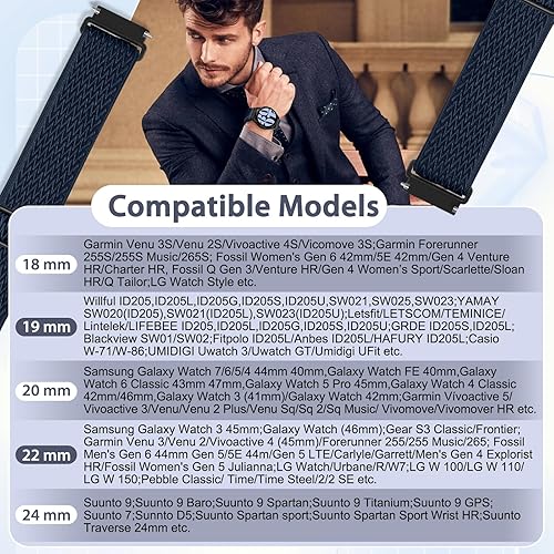 Miniatura 2 de Correa de Reloj de Liberación Rápida - Elección de Ancho - Correas de Reloj de 18 mm, 19 mm, 20 mm, 22 mm, 24 mm, Correas de Nylon Elásticas