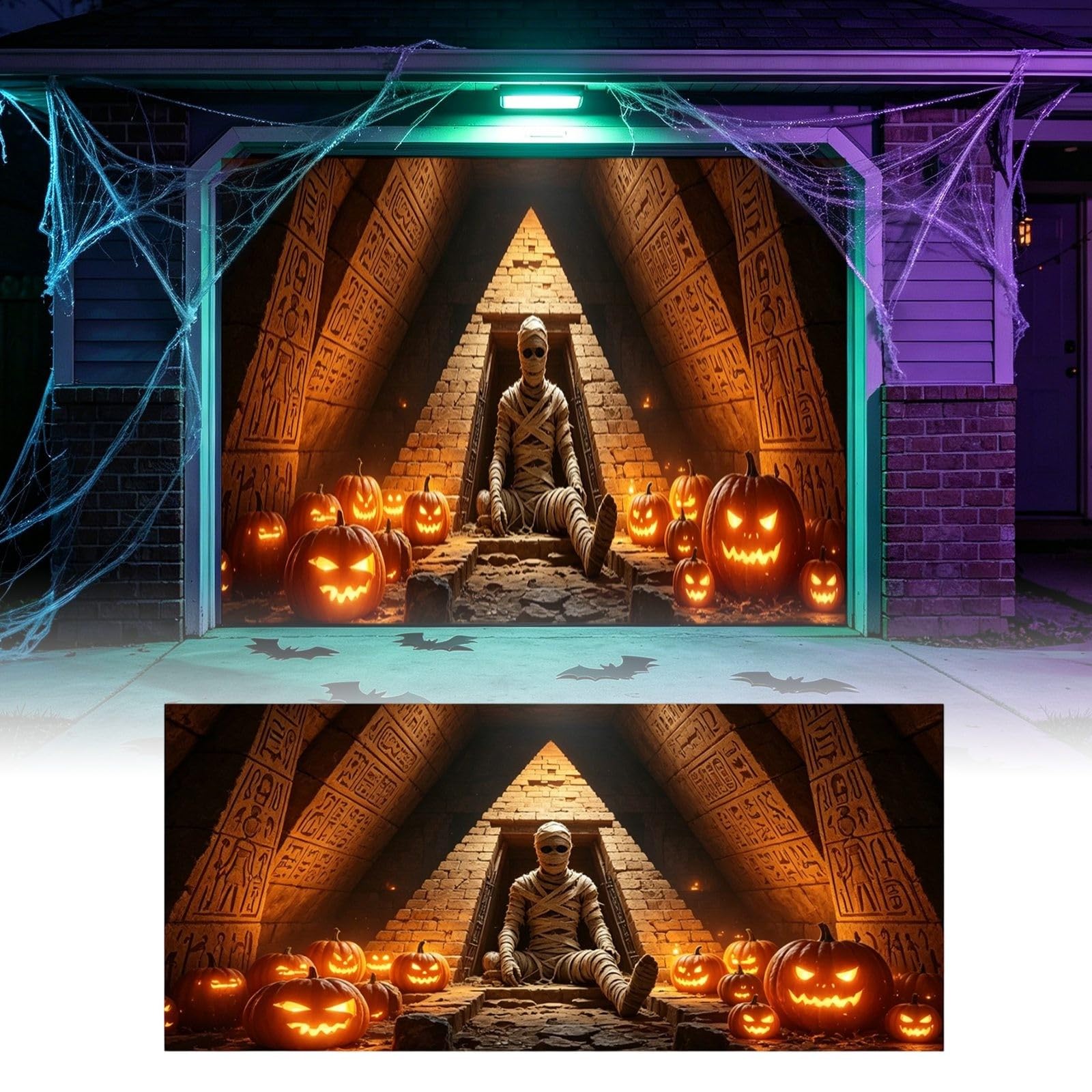 Bandera de Halloween para puerta de garaje, letrero de patio para Halloween, pasillo festivo, exhibición al aire libre, llamativo cartel de temporada