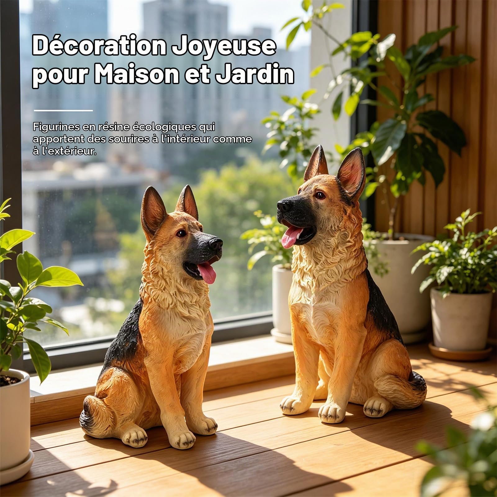 Décoration De Jardin en Résine Wolfdog Statue De Chien, Berger Allemand Intérieur Et Extérieur, Paysage, Patio, Cour, Décoration Animale