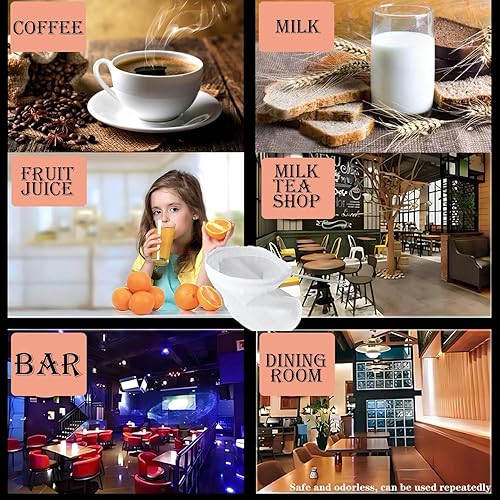 Miniatura 6 de Bolsas de malla ultra fina, paños de queso para colar, tela de queso para colar, marco de mango de acero de malla 180 reutilizables (diámetro ultra