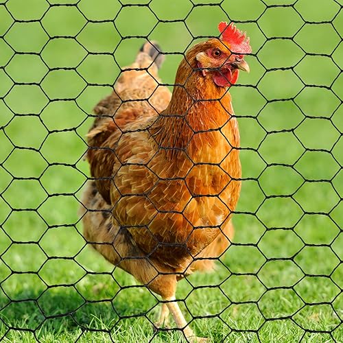 Miniatura 3 de SATINIOR 2 hojas de red de alambre de pollo para trabajos artesanales, malla de alambre hexagonal galvanizada (negro, 13.7 x 80 pulgadas)