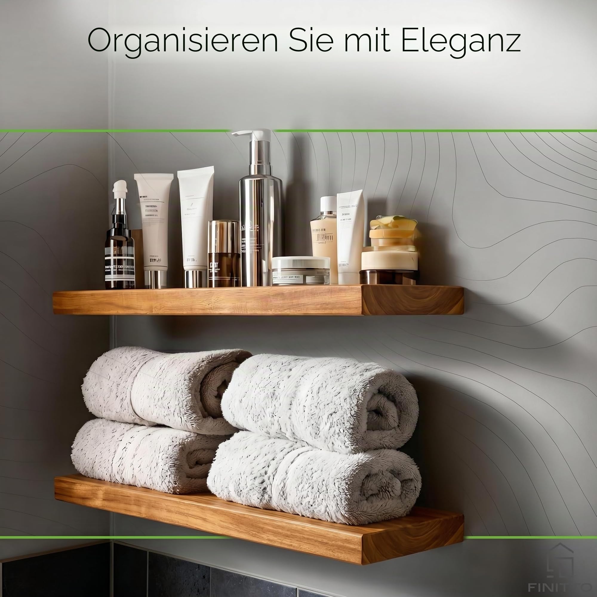 FILO | Schweberegal Akazie Massivholz | 2er Set Wandregal Holz & Wandboard | Premium Bücherregal für Wohnzimmer Deko & Wand Deko (Echtholz)