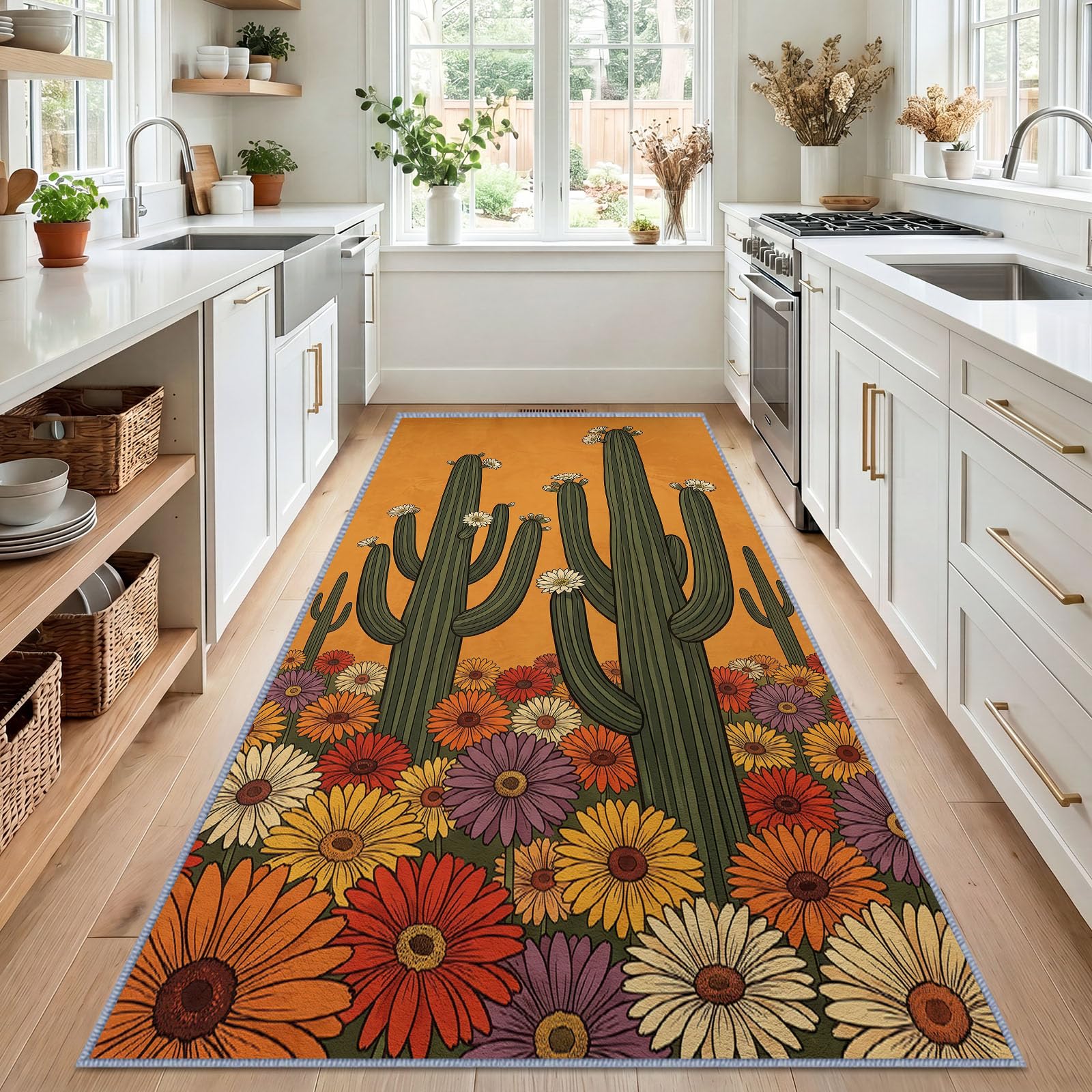 Cactus Saguaro Dywan do przedpokoju można prać w pralce 60x180cm