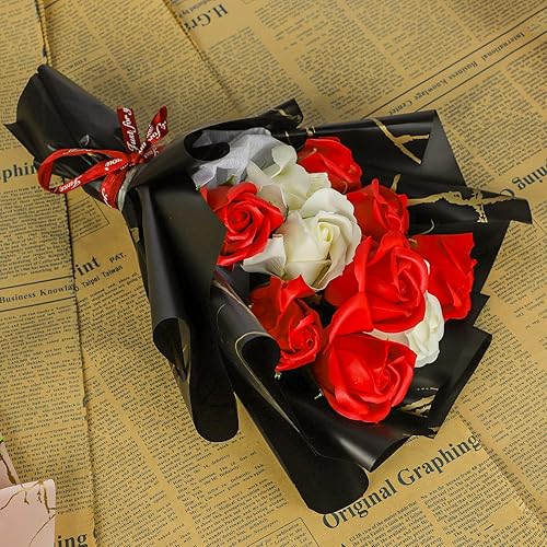 Miniatura 3 de 20 hojas de papel de regalo de flores, envoltorios de flores de mármol, paquete de regalo de ramo floral impermeable, suministros de embalaje de