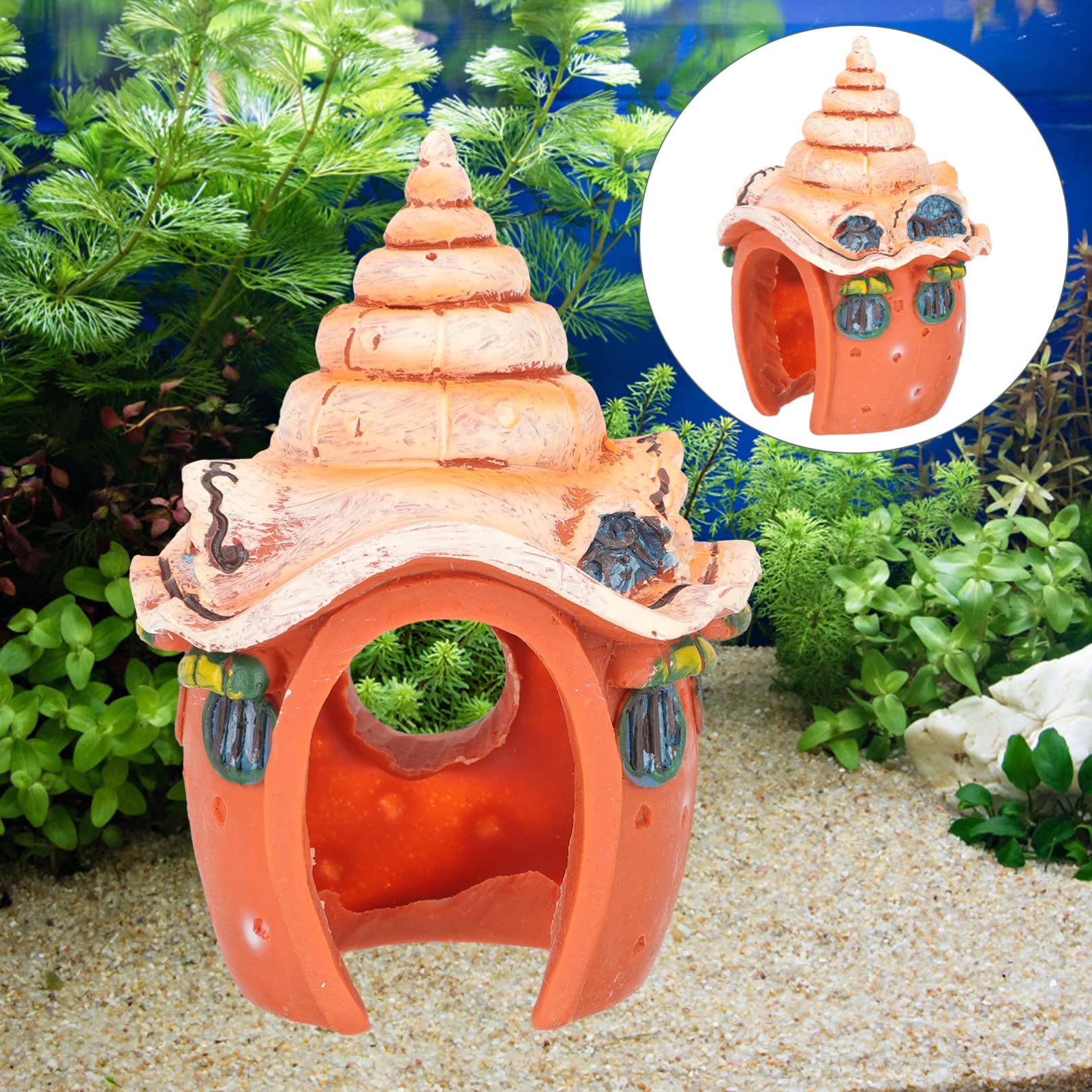 Decoración del acuario Acuario Castillo Casa Peces Ocultar Cueva Castillo Betta Peces Escondite Tortuga Ocultar Cueva Tanque De Peces Sala De Conchas Estatuas De Conchas Artificiales for Decoraciones