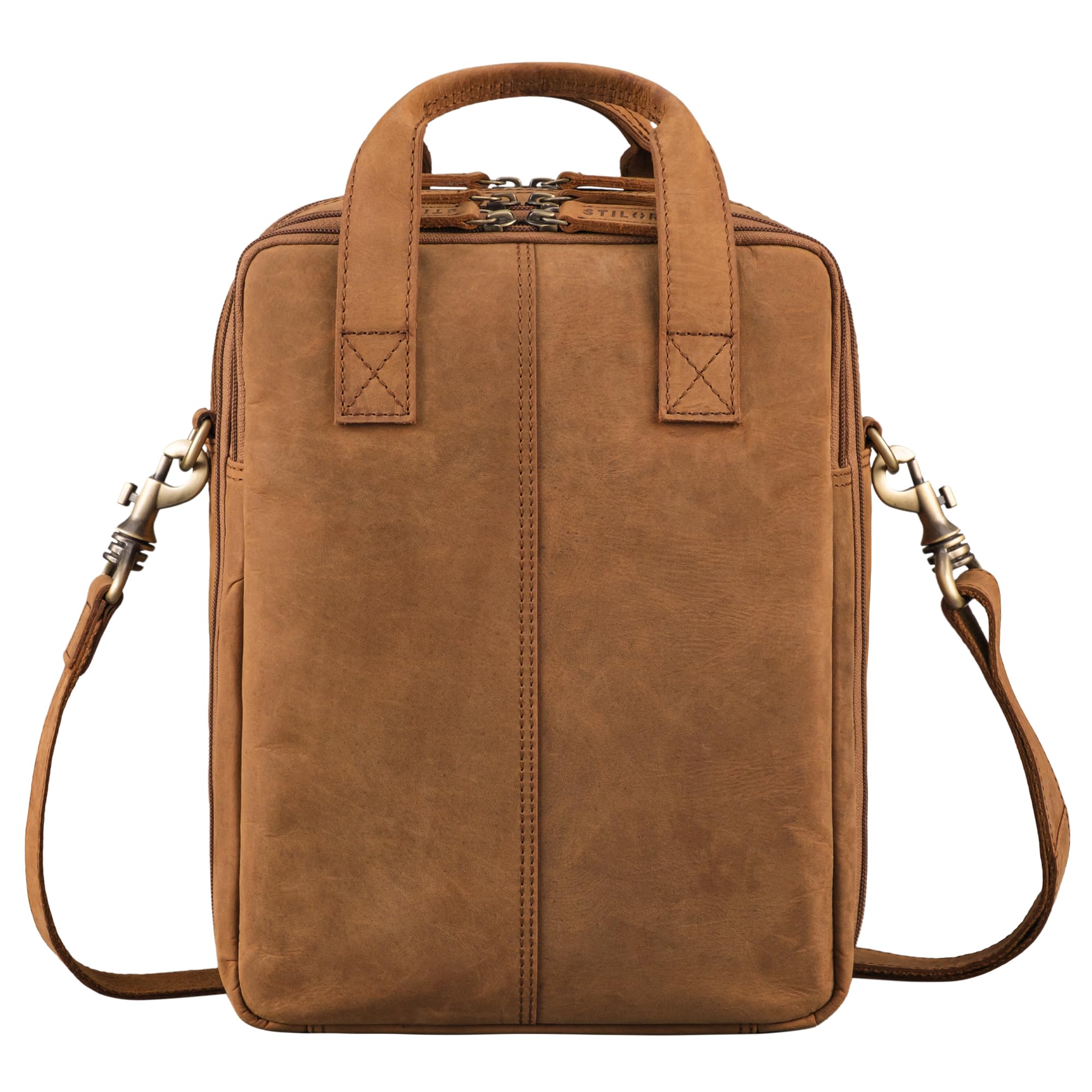 STILORD Dave Sacoche Homme bandouliere Cuir Voyage Sacoche Ordinateur 13.3 Pouces MacBook Borsa per Tablet Sac Bandoulière Sac Messenger Cuir Véritable Couleur:Tan - Marron - Scuro
