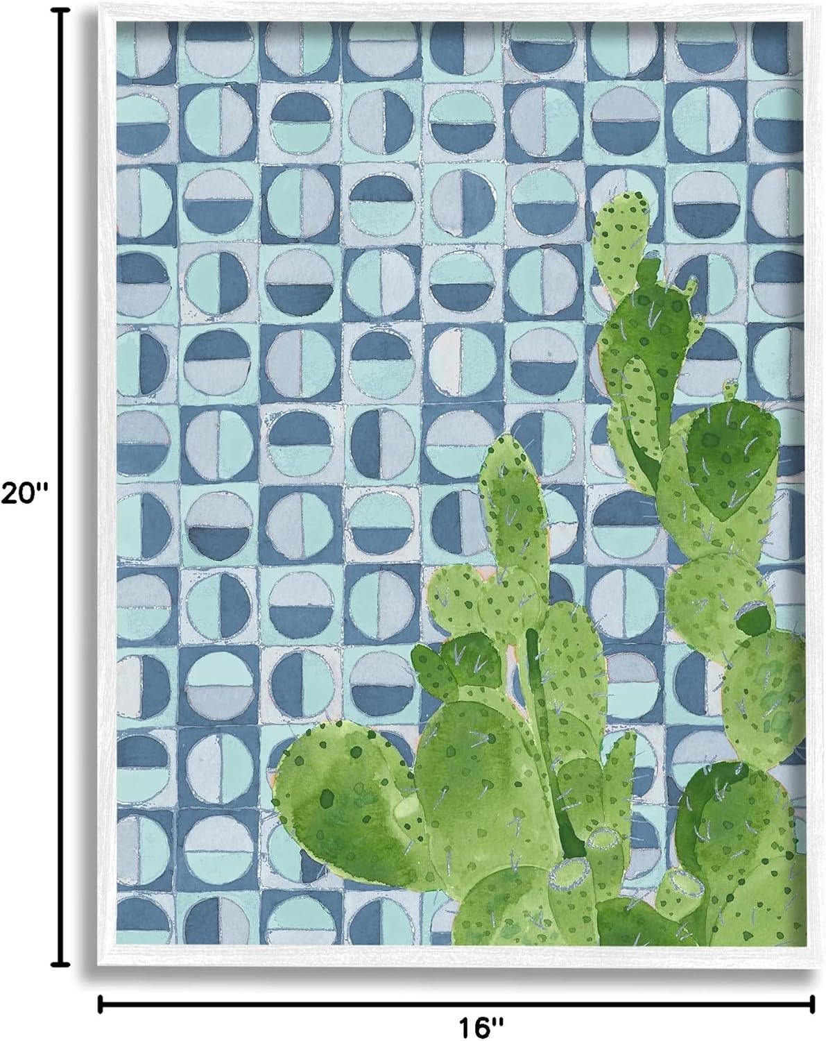 Stupell Industries Round Cactus Plant Prickly Pair Blue Shape Pattern