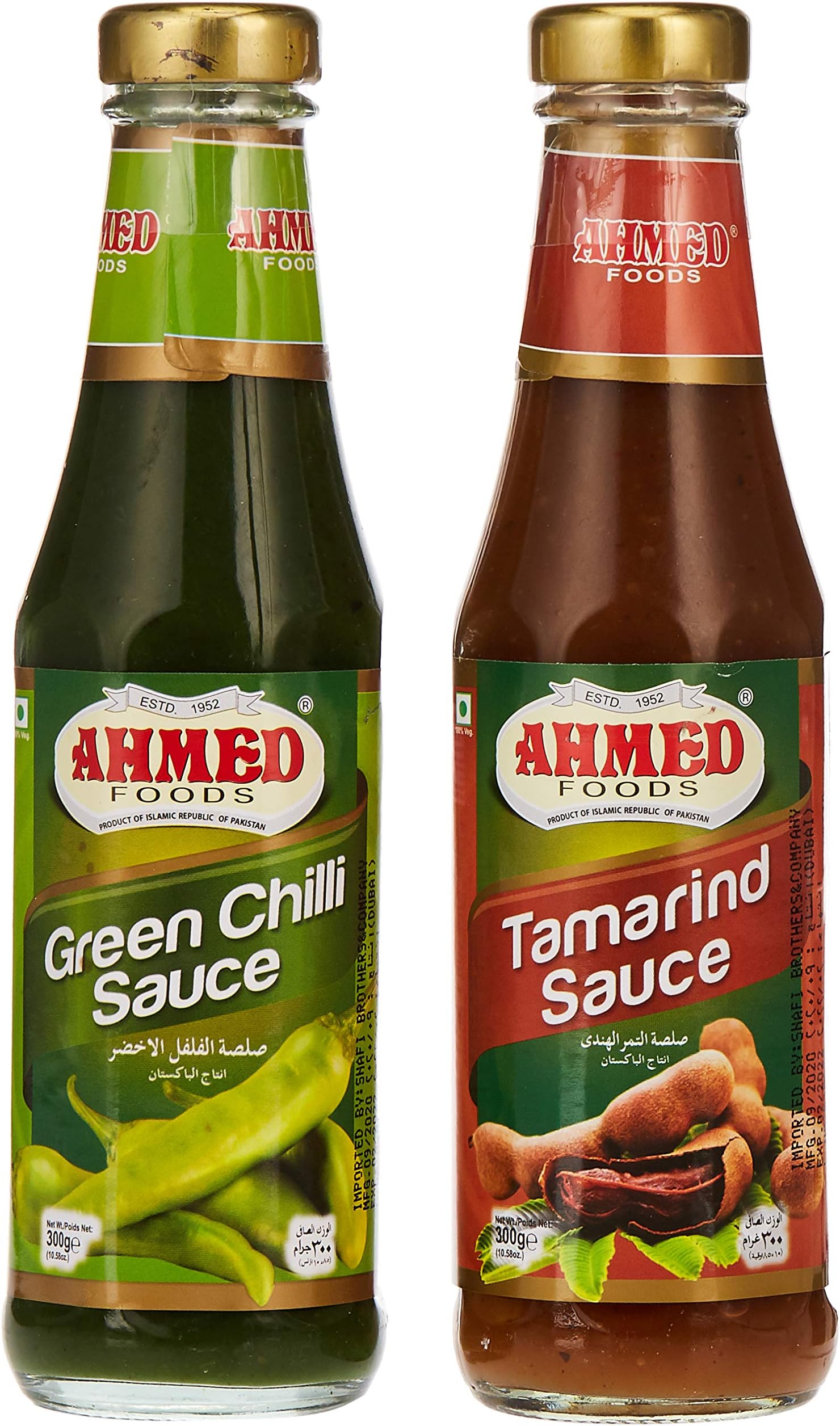 Ahmed Foods Green Chiili & Tamarind Sauce, 2 x 300 gm