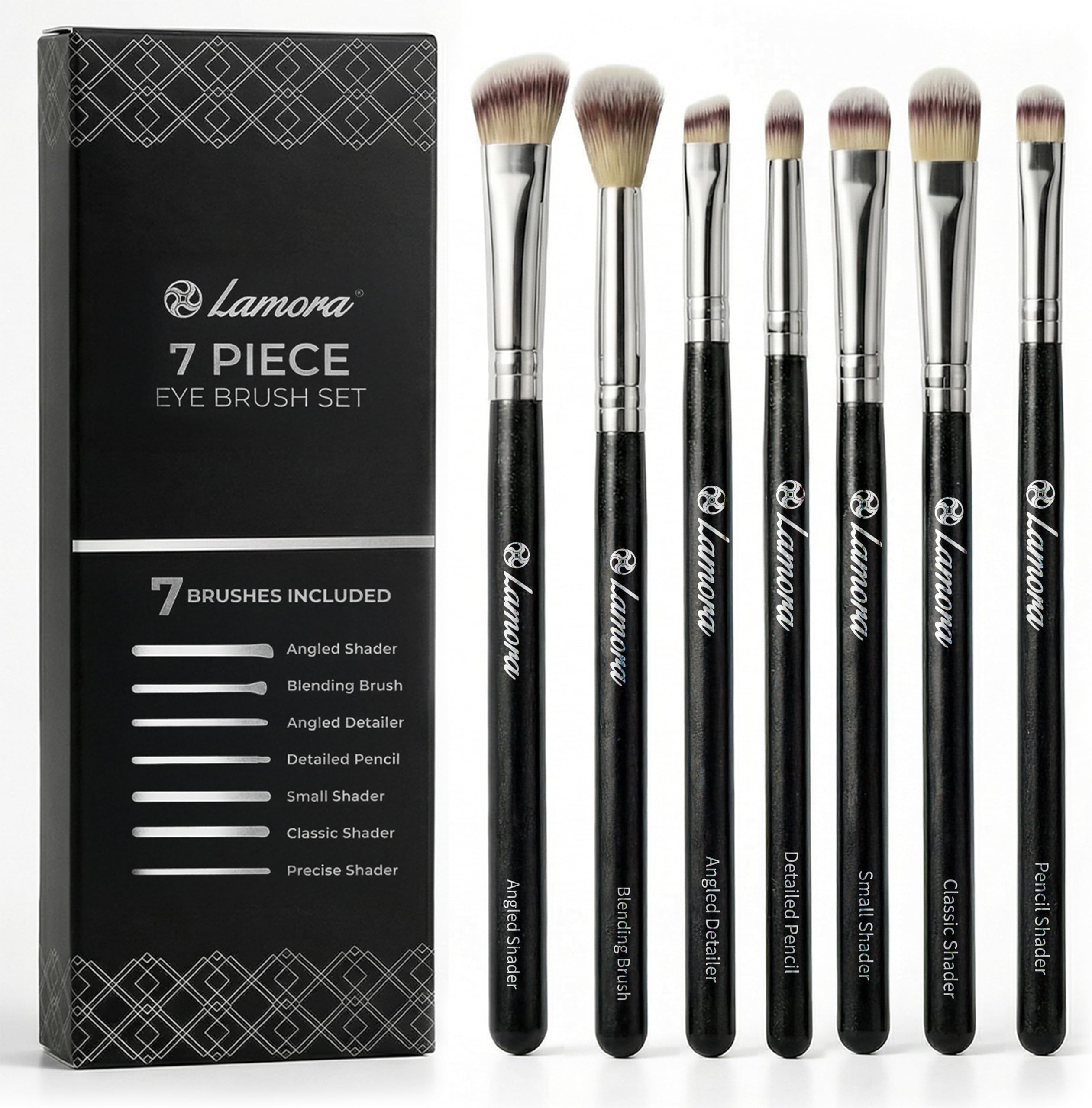Eye Makeup Brushes Eyeshadow Brush Set - 7pcs Soft Synthetic Brush Kit - For Blending Eyeshadow, Eyeliner, Crease, Eyebrow - Long Lasting, Apply Better, Flawless Look Makeup