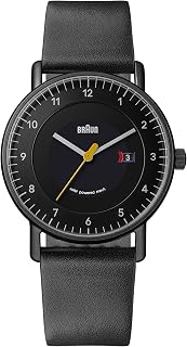 3-Zeiger-Herrenuhr mit solarbetriebener Quartz-Datumsanzeige, schwarzes Ziffernblatt und schwarzes Lederarmband, 40-mm-Edelstahlgehäuse, Modell BN0301BKBKG