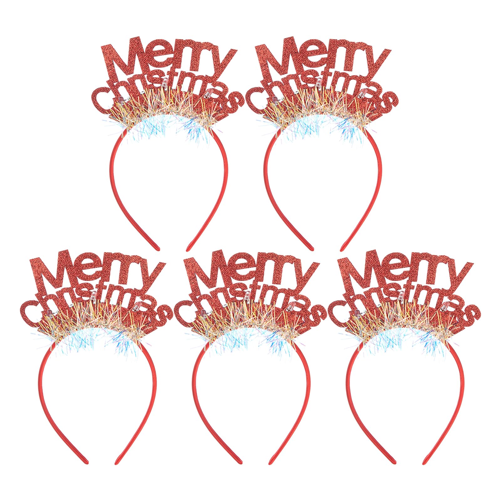 Tsophreniq 5pcs Sparkling Headband for Christmas Party Glowing Hairband Festive Headpiece Stylish Accessory for Family Gatherings Hair Decorations