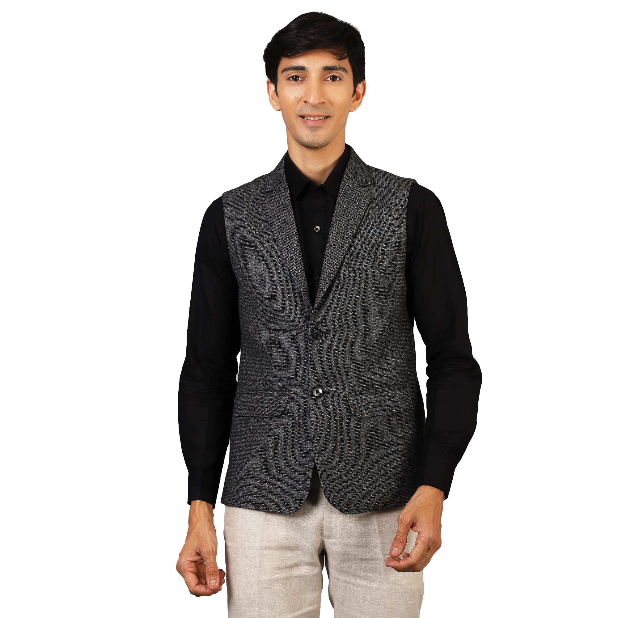 Wintage Men's: Tweed Grey Modi Nehru Jacket : 42/L