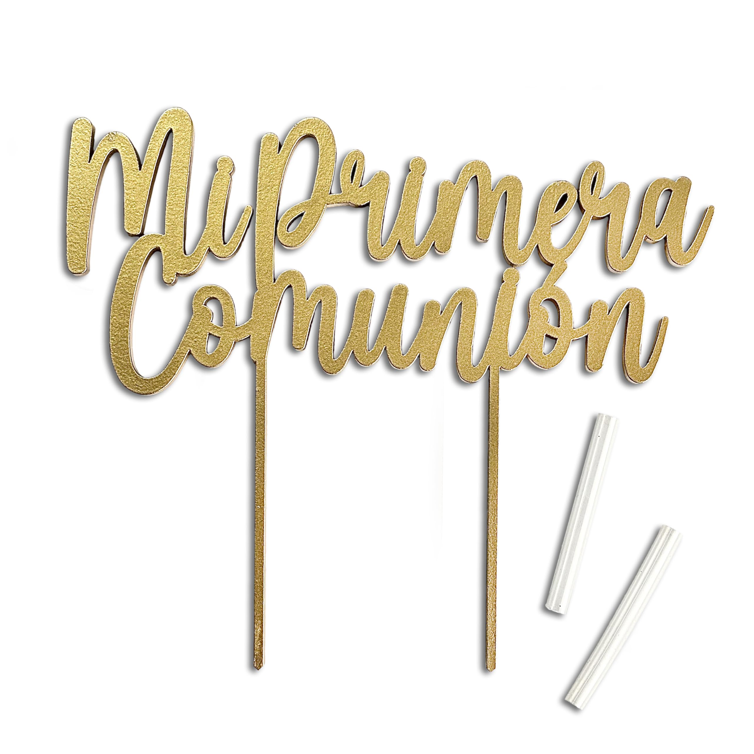 Mopec 18 x 16 x 0.5 cm W45 Cake Topper Wood First Holy Communion Brown