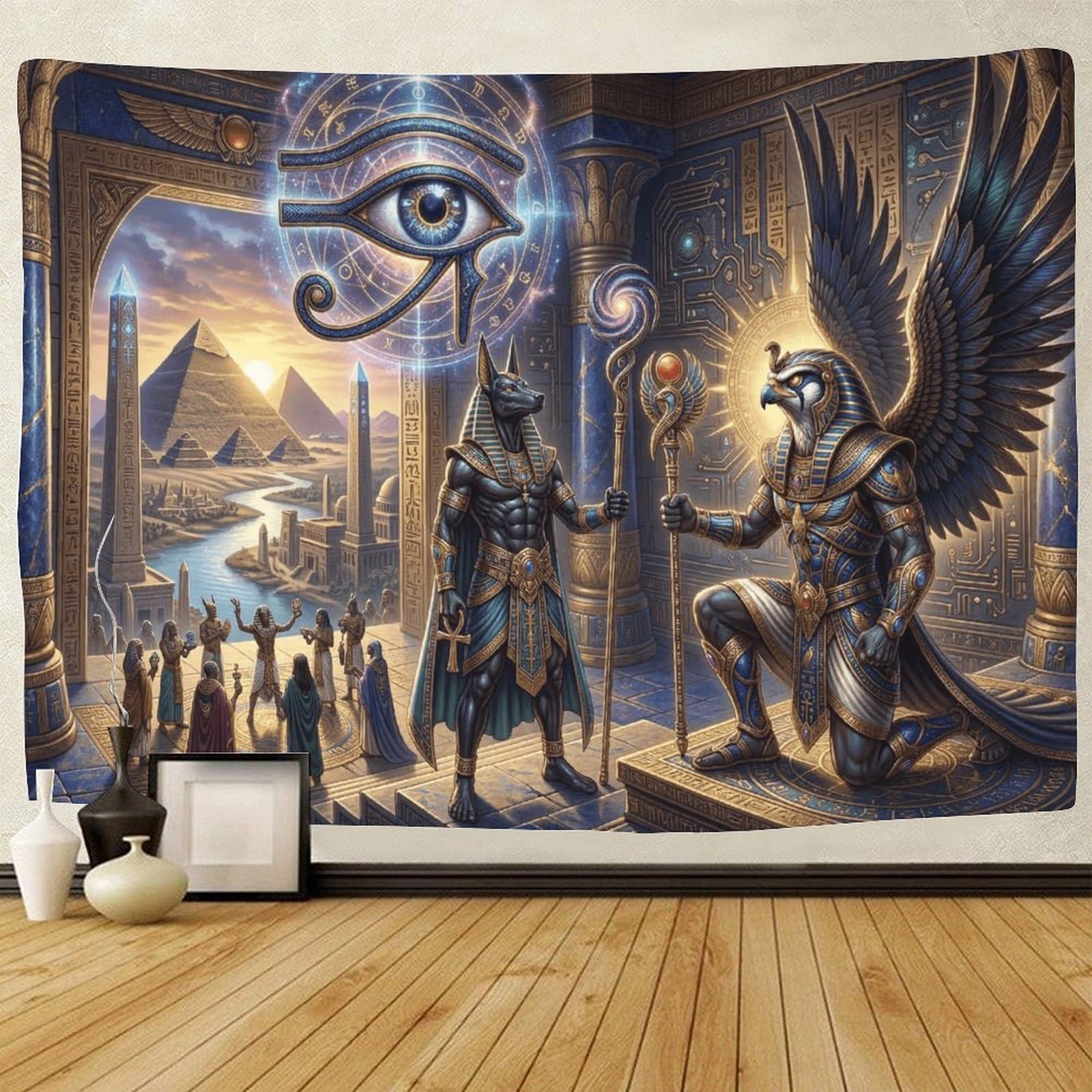 GPMNBCXZK Egyptian Anubis Wall Tapestry Home Decor 3D Printed Wall Art Horus for Bedroom Living Room 70cmx100cm
