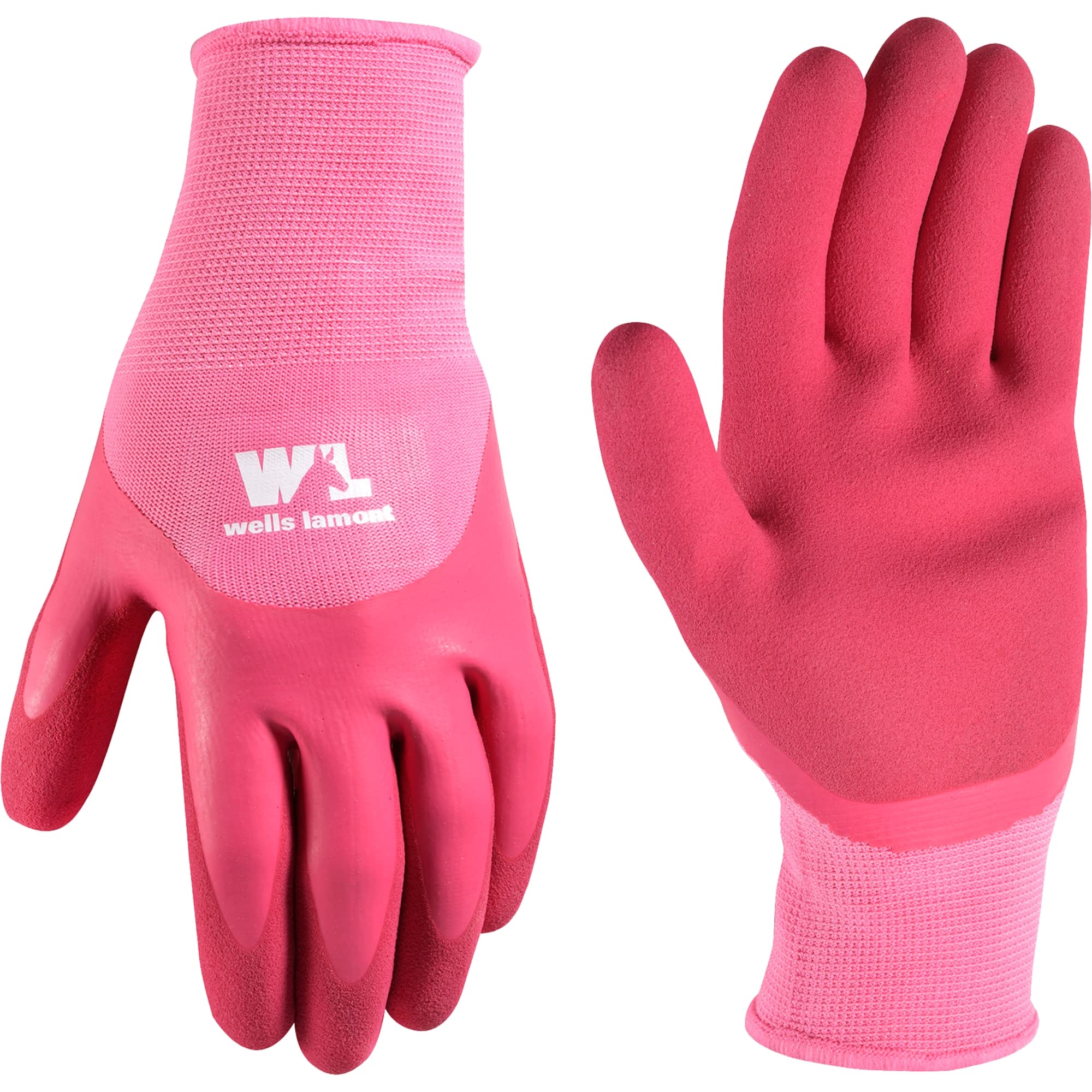 Wells Lamont Women's Gardening Gloves | Women's Grip Gloves | Foam Latex Water-Resistant Coating | Pink, Medium (607M)