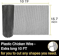 Vista 2 de Malla de alambre de pollo de plástico con bridas de cremallera, red de jardín de 1.3 x 10 pies para postes de musgo, alambre de pollo de plástico