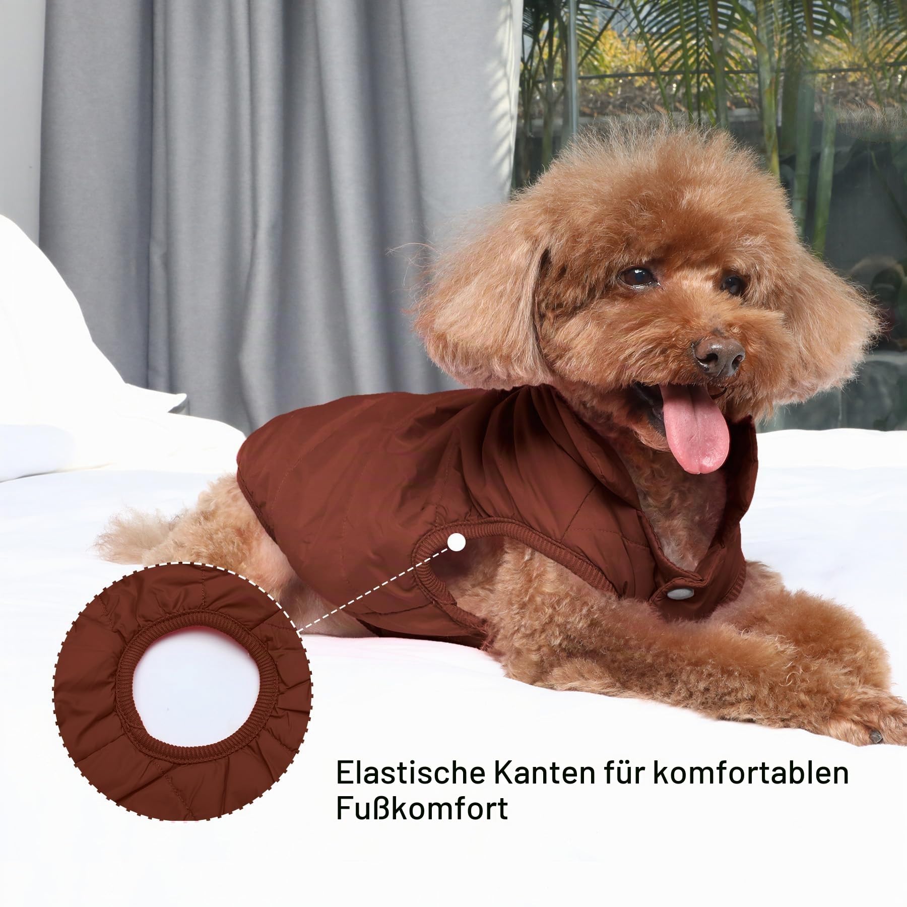 JoyDaog 2-lagige mit Fleece gefütterte Hundejacke, sehr warm für Winter und kaltes Wetter, extraweiche, winddichte Hundeweste,braun,L