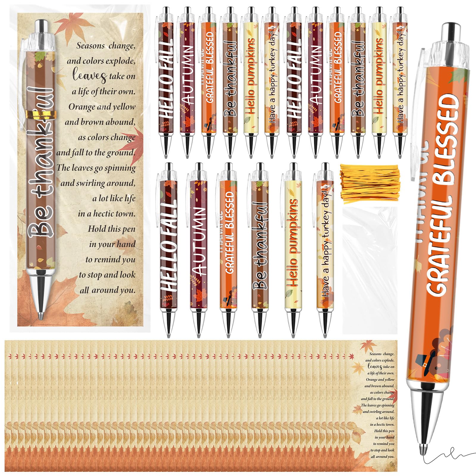 50 Sets Fall Gifts Thanksgiving Ballpoint Pens Inspirational - View #9