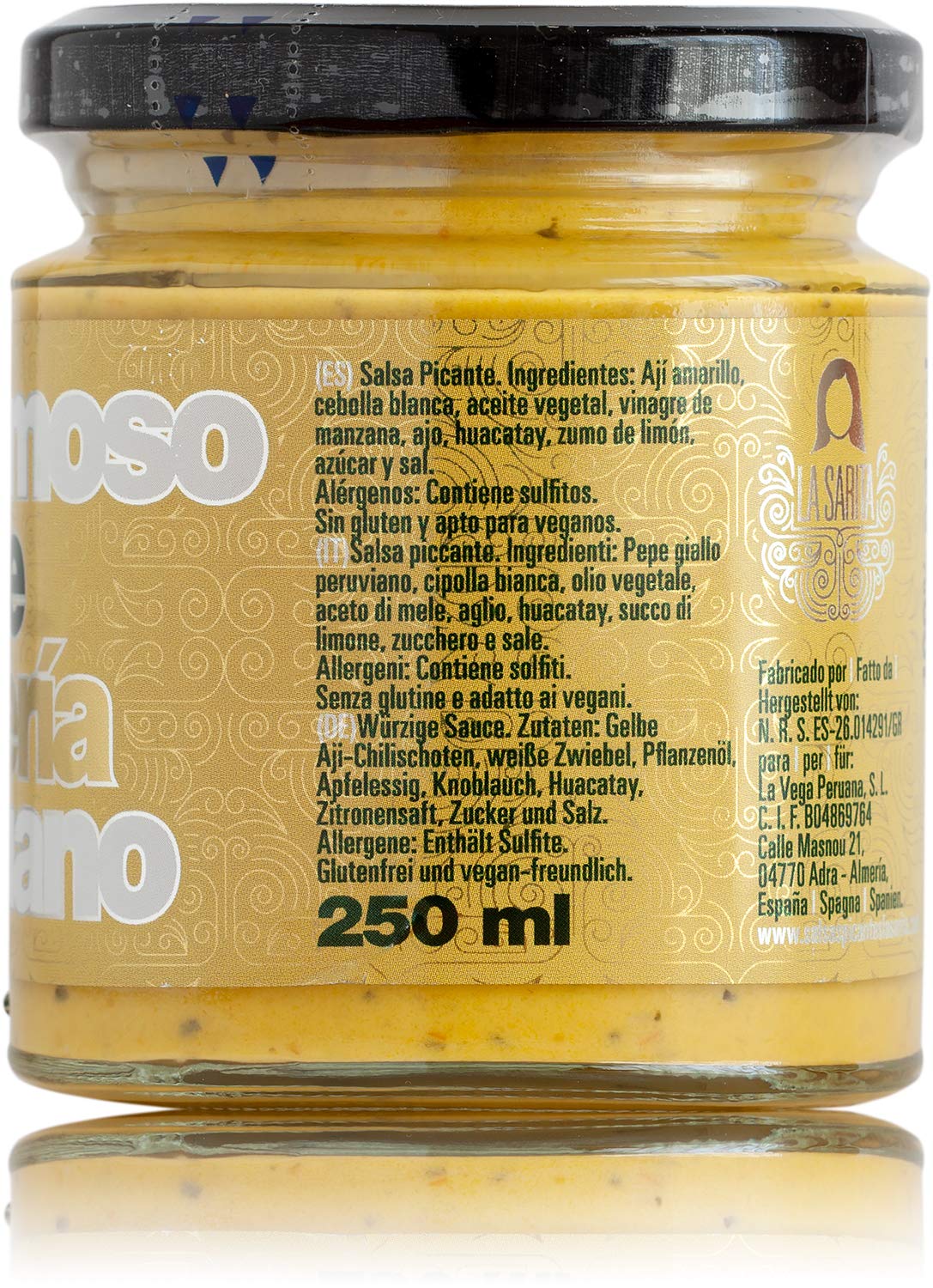 La Sarita Ají de Pollería 250 ml - Ají amarillo con huacatay, sin gluten, vegano