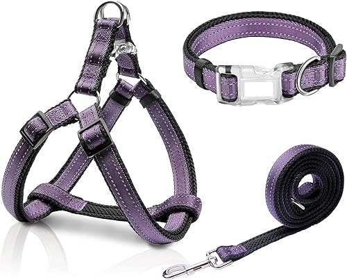 Juego de arnés reflectante y correa para perro, arnés para perros grandes, sin tirones, fácil de poner y quitar, arnés ajustable para perros