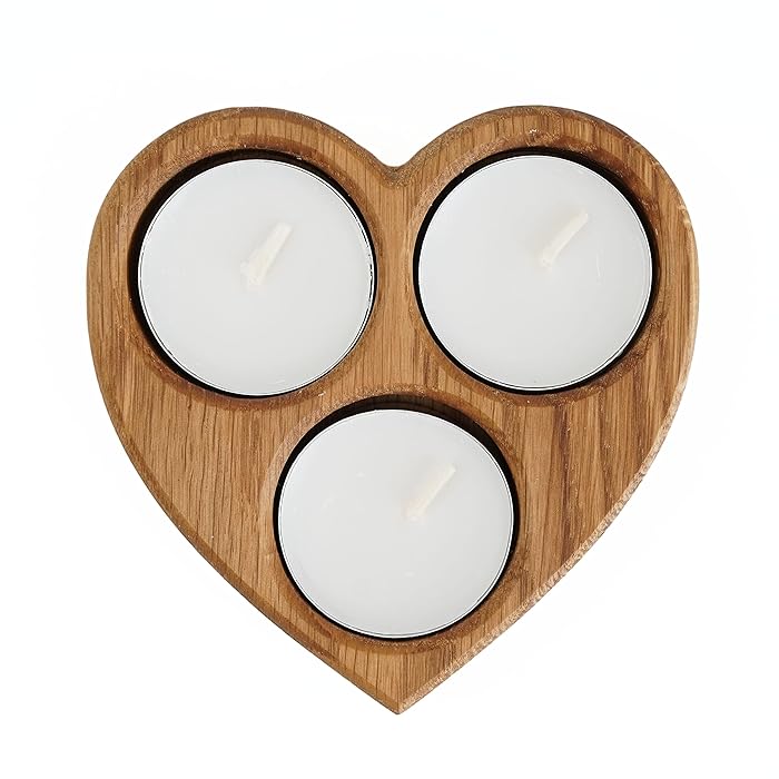 Buy Wooden Tealight Candle Holder with Candles Solid Wood Oak