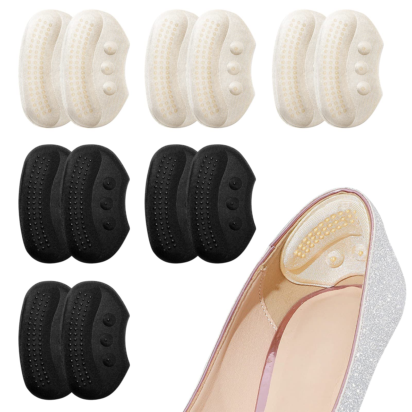 Obidodi6 Pairs Heel Grips, Self-Adhesive Heel Cushion, Heel Cushion Pads, Heel Grip Shoes Too Big for Ladies, Liners Heel Blister Protectors for Women Man, Fit and Comfort