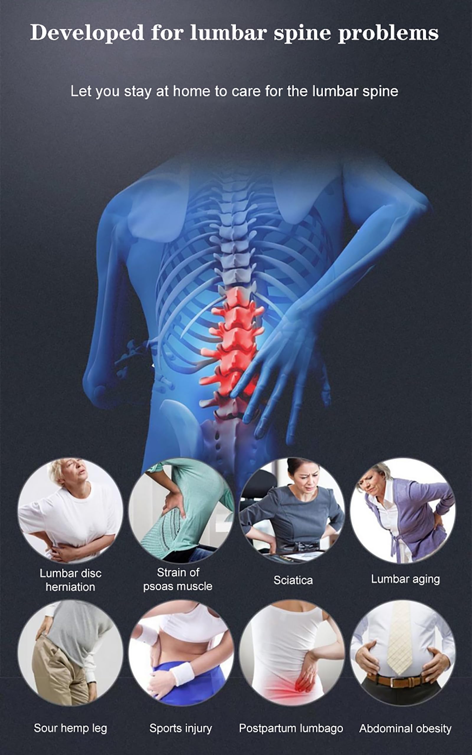 Faja Lumbar para Dolor Lumbar para Mujeres Y Hombres, Cinturón Corrector De Tracción Lumbar, Versión De Descompresión Biónica Ajustable
