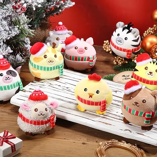 Miniatura 3 de Skylety 9 piezas de mini animales de peluche de Navidad a granel de 3.15 pulgadas, suaves animales de descompresión de animales de peluche para